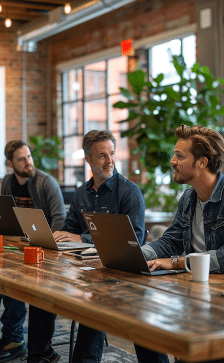 CREATIONX - Equipo de especialistas en diseño, posicionamiento y hosting de sitios web durante una reunión de proyecto