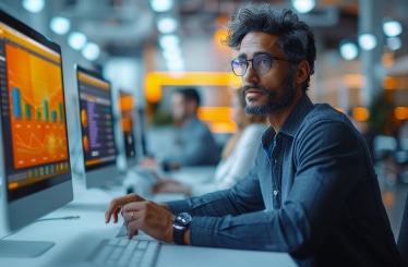 CREATIONX - Especialista en diseño, posicionamiento y alojamiento web trabajando frente a un ordenador