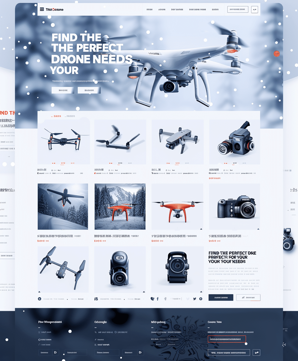 Drone Camera Landing Page - sitio web de fotografía aérea creado por creationX