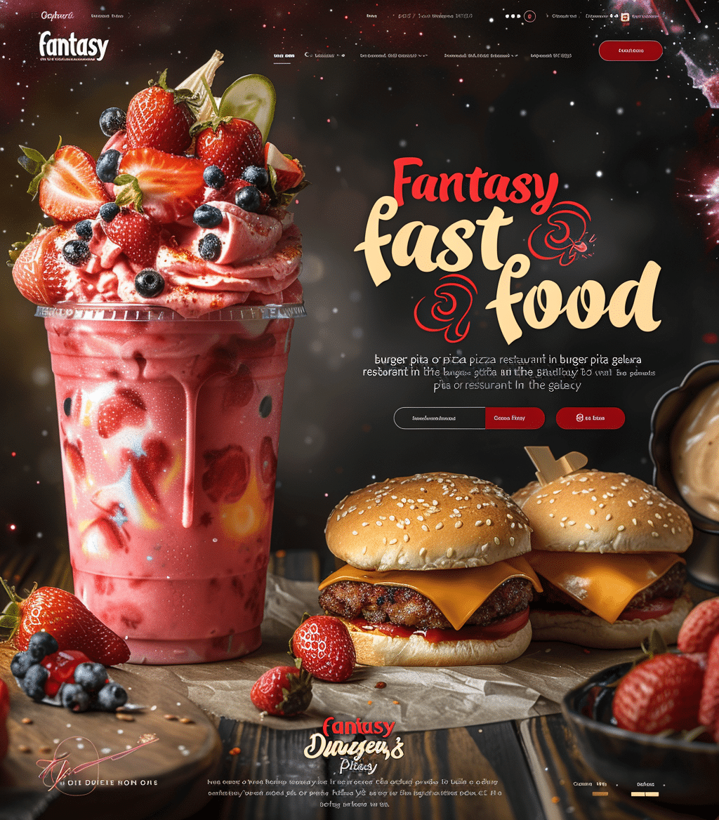Fantasy Fast Food - página web de comida rápida creada por creationX