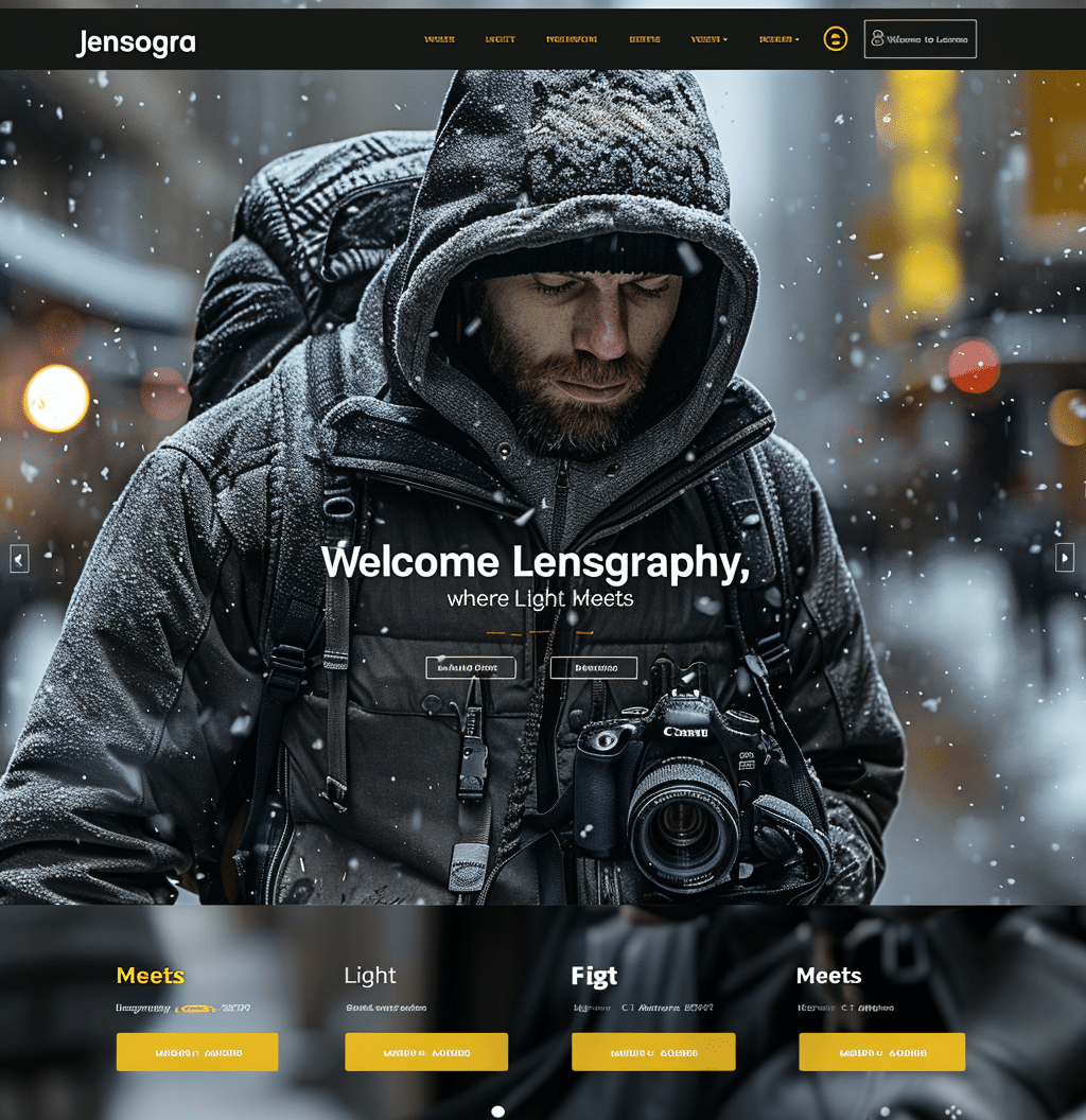 Sitio web Lensgraphy - portafolio de fotografía creado por creationX