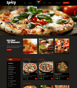 Tienda de pizza picante - página web de pizzería diseñada por creationX